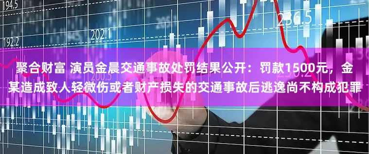 聚合财富 演员金晨交通事故处罚结果公开：罚款1500元，金某造成致人轻微伤或者财产损失的交通事故后逃逸尚不构成犯罪